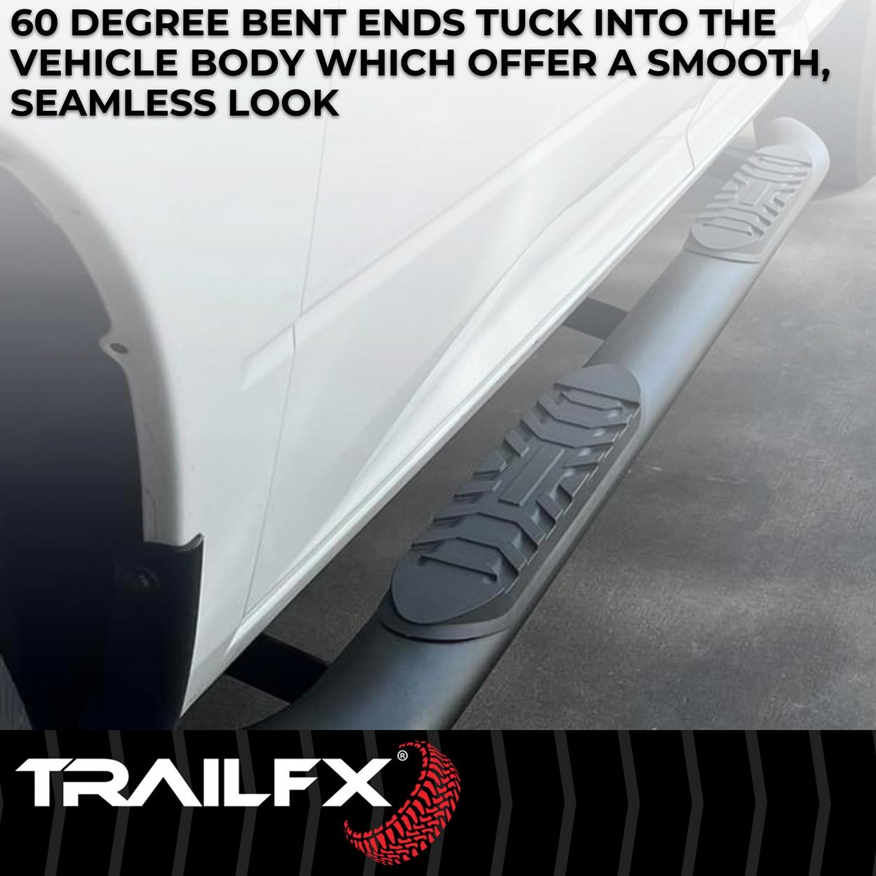 TrailFX A1007B 4 Inch Oval Bent Powder Coated Titanium Black Mild Steel Rocker P