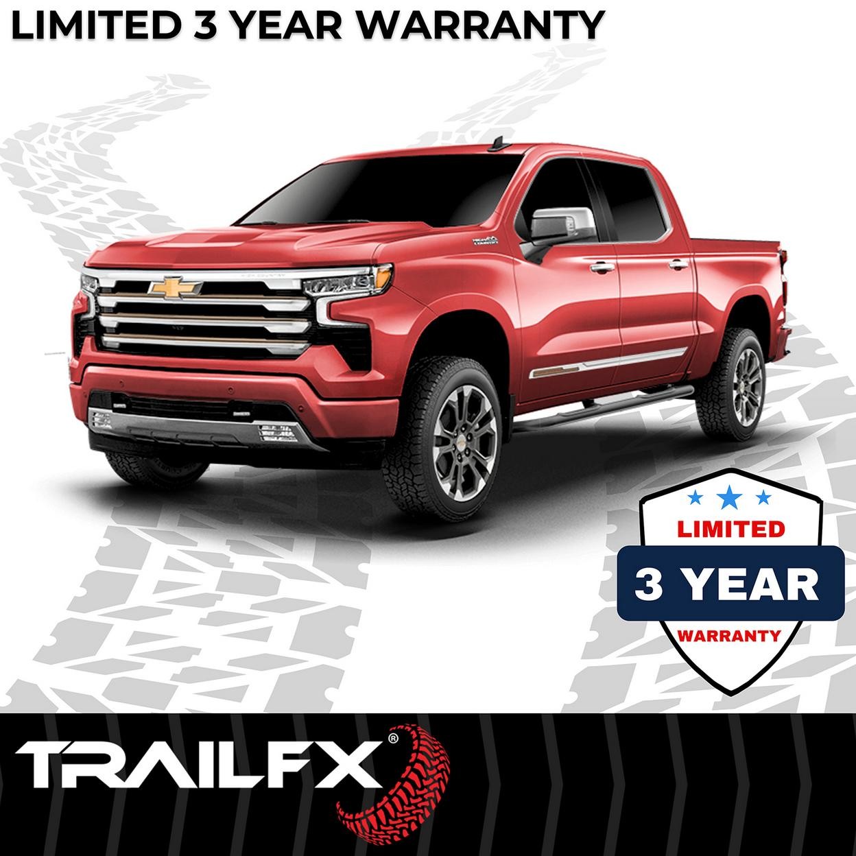 TrailFX A0034B 3 Inch Round Bent Powder Coated Black Steel Without End Caps Rock