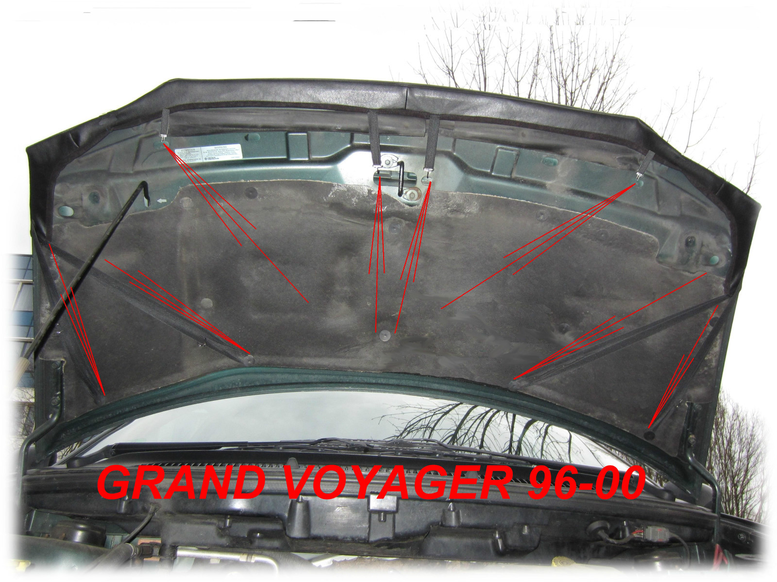 CAR HOOD BONNET Bra de Capot Chrysler Plymouth Grand Voyager Dodge Caravan 96-00