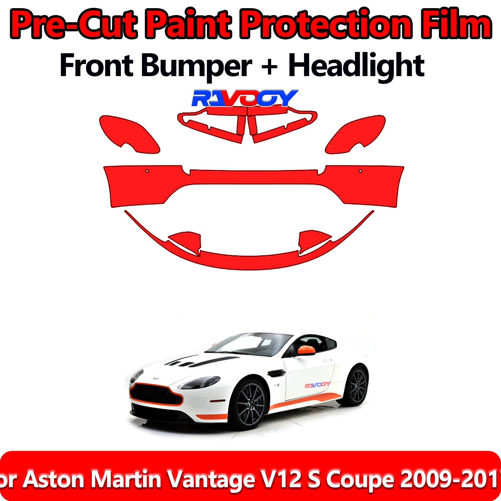 PreCut Front Bumper PPF Kit Film For Aston Martin Vantage V12 S Coupe 2009-2017