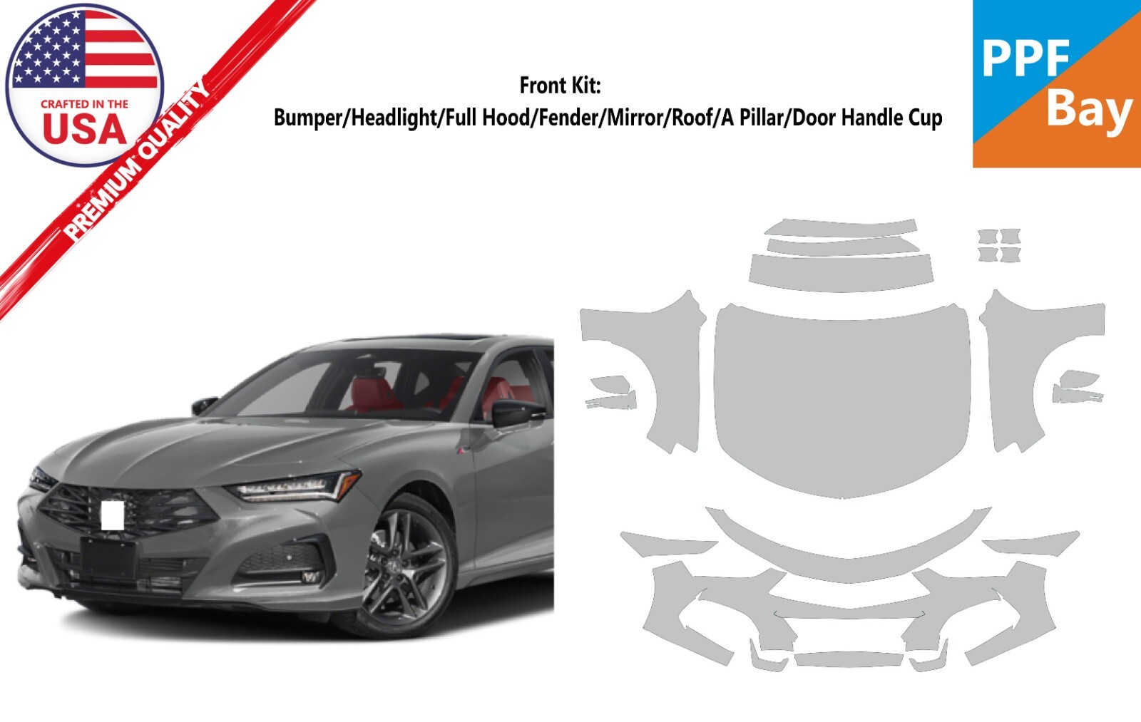 For Acura TLX A-Spec 2024-2025 Front End Paint Protection Film PreCutKit PPF