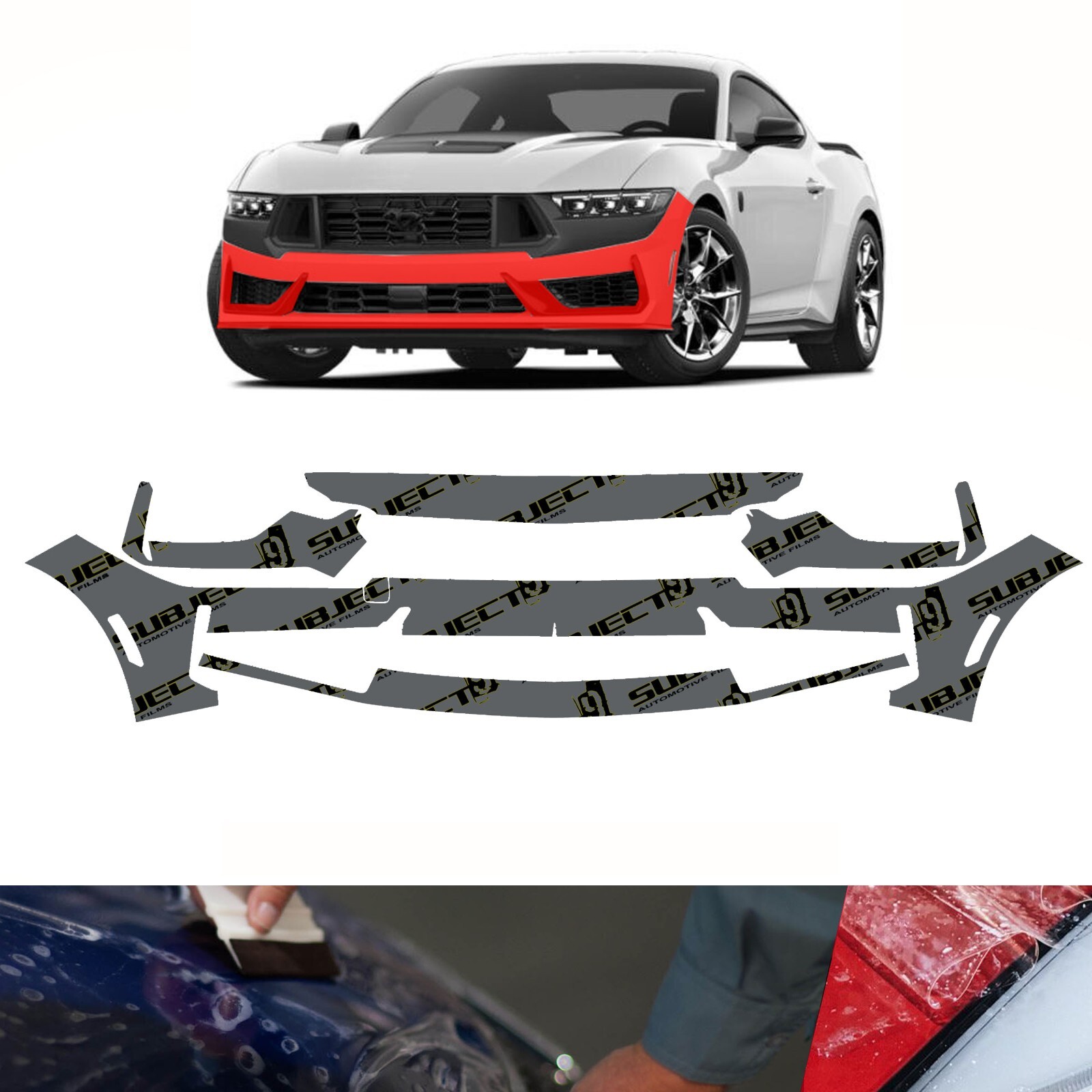 2024 Mustang Dark Horse Pre-Cut Front Bumper Paint Protection Film PPF bra wrap