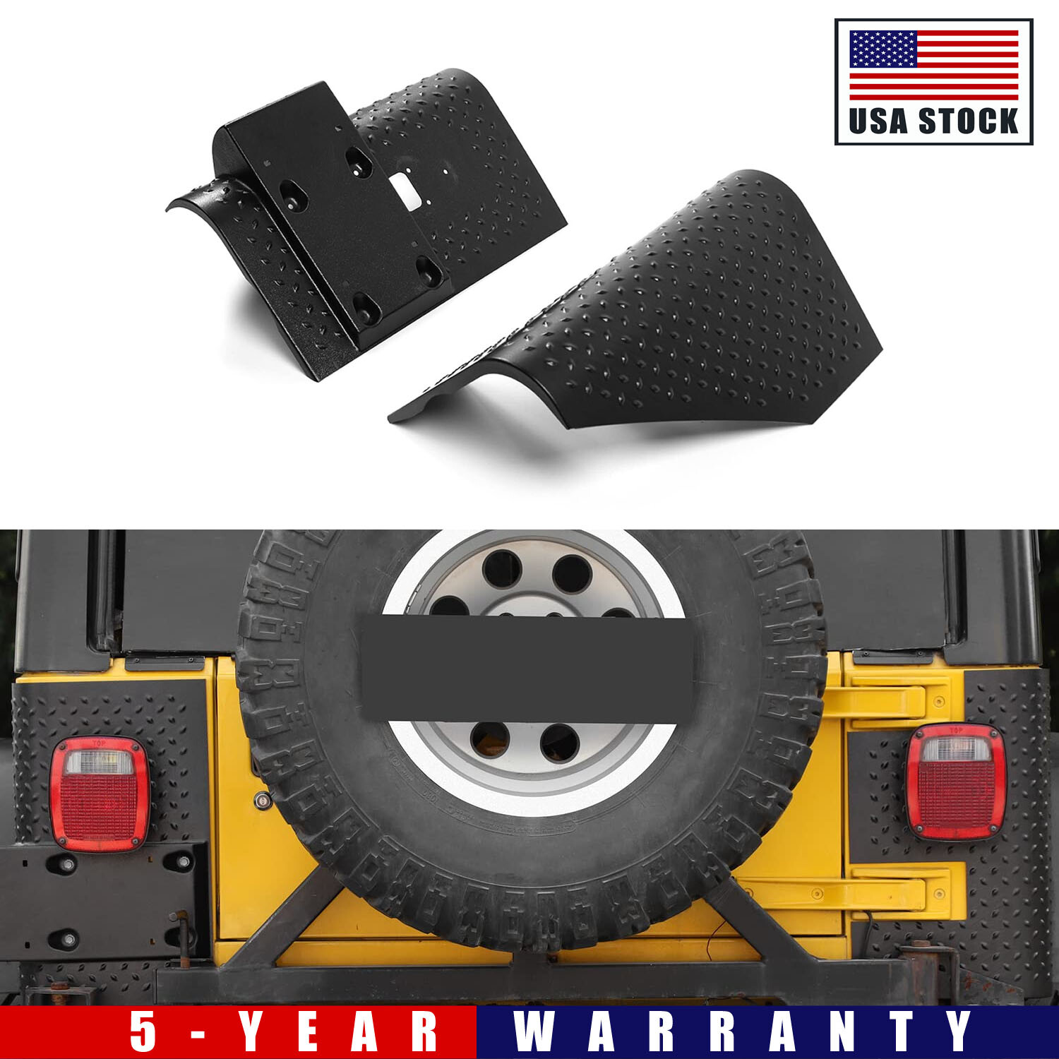 Set of 2 Rear Body Corner Guards Armors Kit Quarter Panel Fit Jeep Wrangler TJ