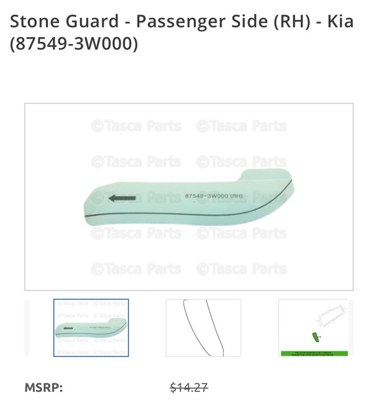 2011-2016 KIA SPORTAGE STONE GUARD ANTI CHIPPING VINYL FILM RH 87549-3W000 OEM