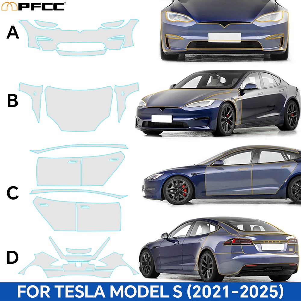 Tesla Model S 2021-2025 Full Car PreCut Paint Protection Film Matte Clear PPF
