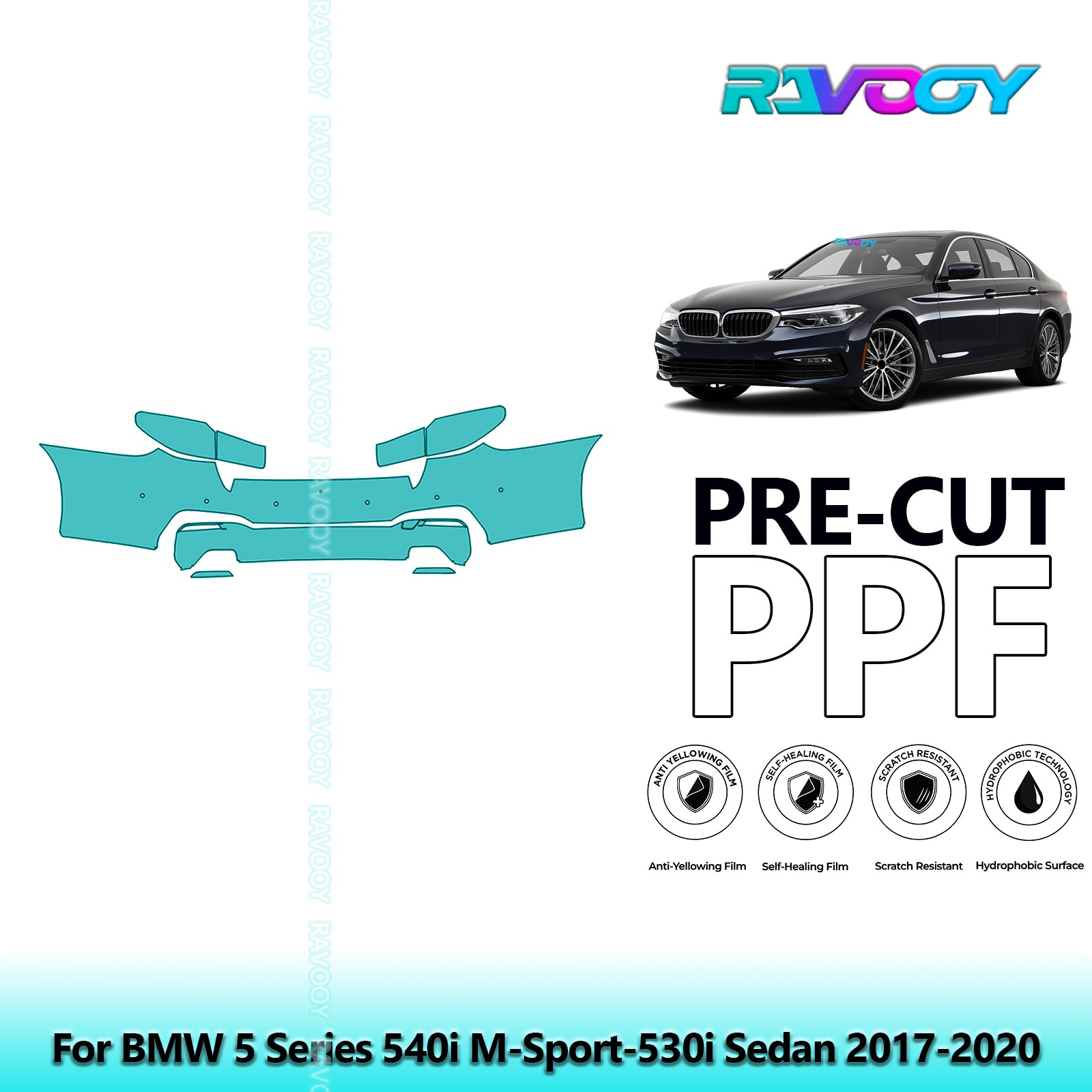Paint Protection PPF Kit For BMW 5 Series 540i M-Sport-530i Sedan 2017-2020