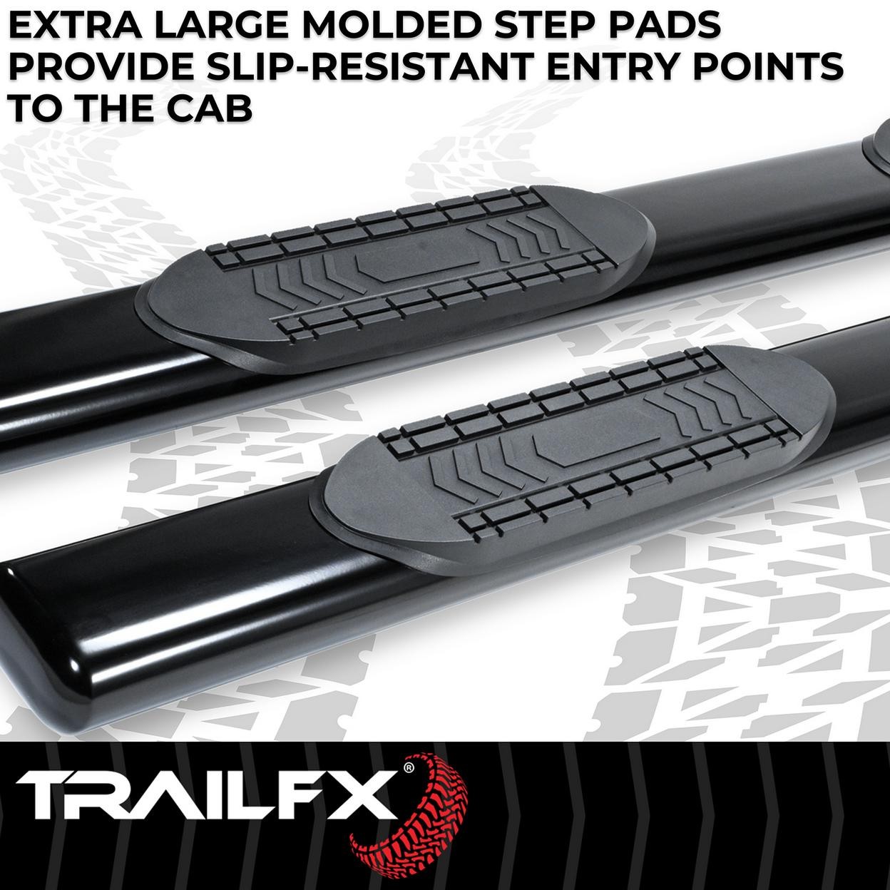 TrailFX A8220B 6 Inch Oval Straight Powder Coated Black Steel Rocker Panel Mount