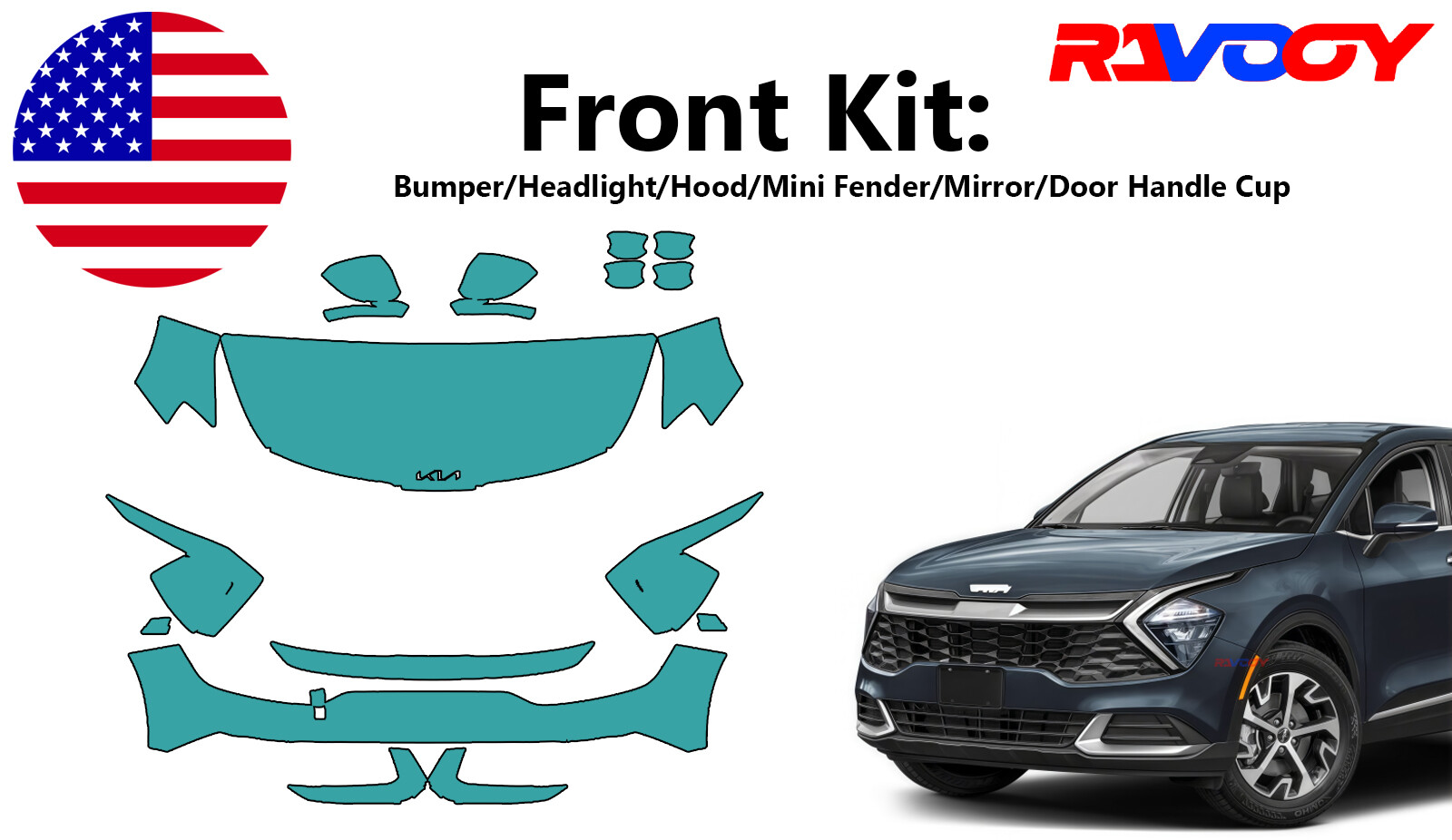 For KIA Sportage EX LX 2023-2025 Front Paint Protection Film PreCut PPF