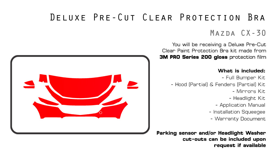 Mazda CX-30 2020-2026 3M PRO Series PreCut Paint Protection Film Clear Bra PPF