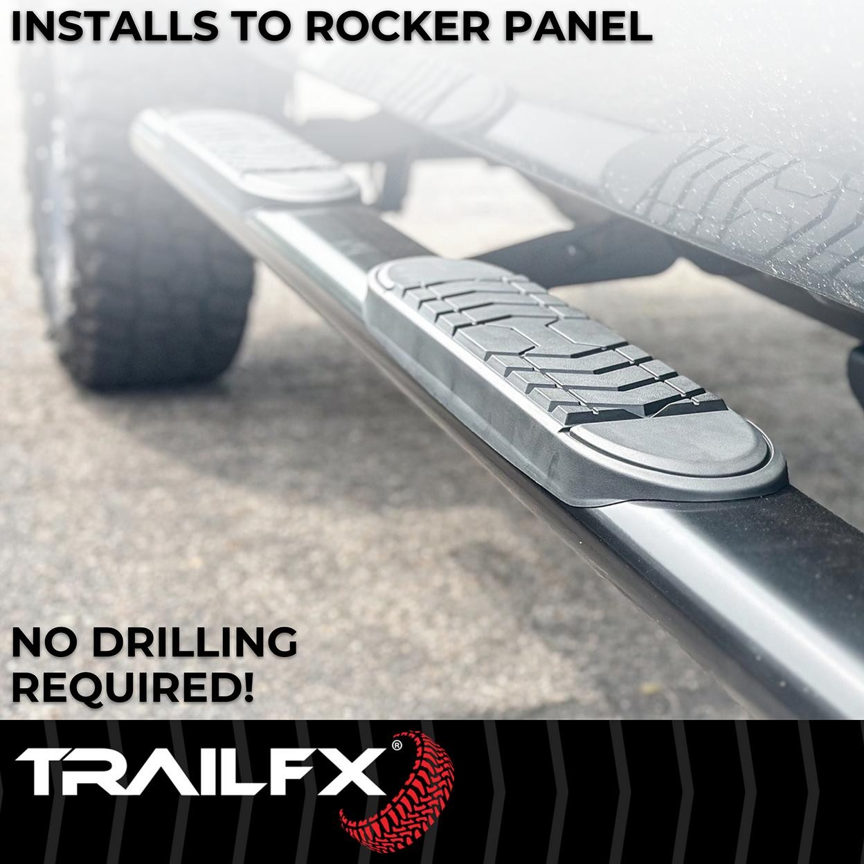 TrailFX A7063B 5 Inch Oval Bent Powder Coated Black Steel Rocker Panel Mount