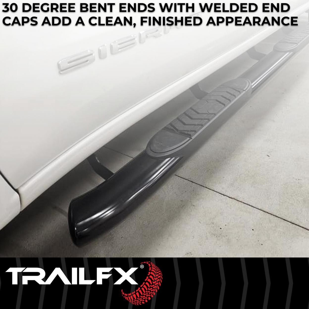 TrailFX A7068B 5 Inch Oval Bent Powder Coated Black Steel Rocker Panel Mount