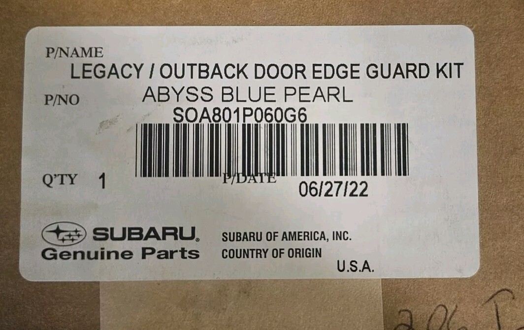 2020-2022 Subaru Outback Legacy Left/Driver Side Door Edge Guards Set of 2 OEM