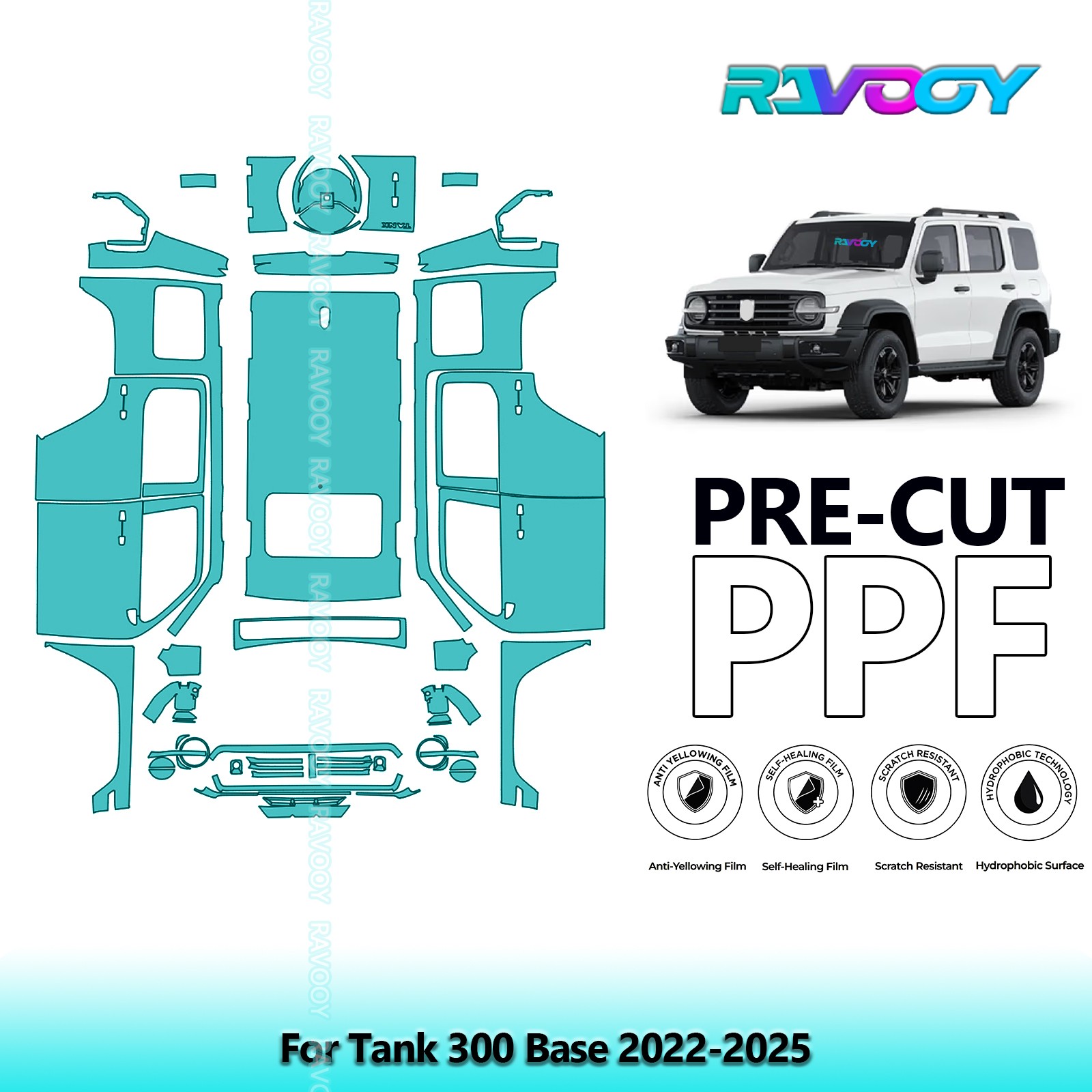 PreCut Paint Protection Film PPF For Tank 300 Base 2022-2025