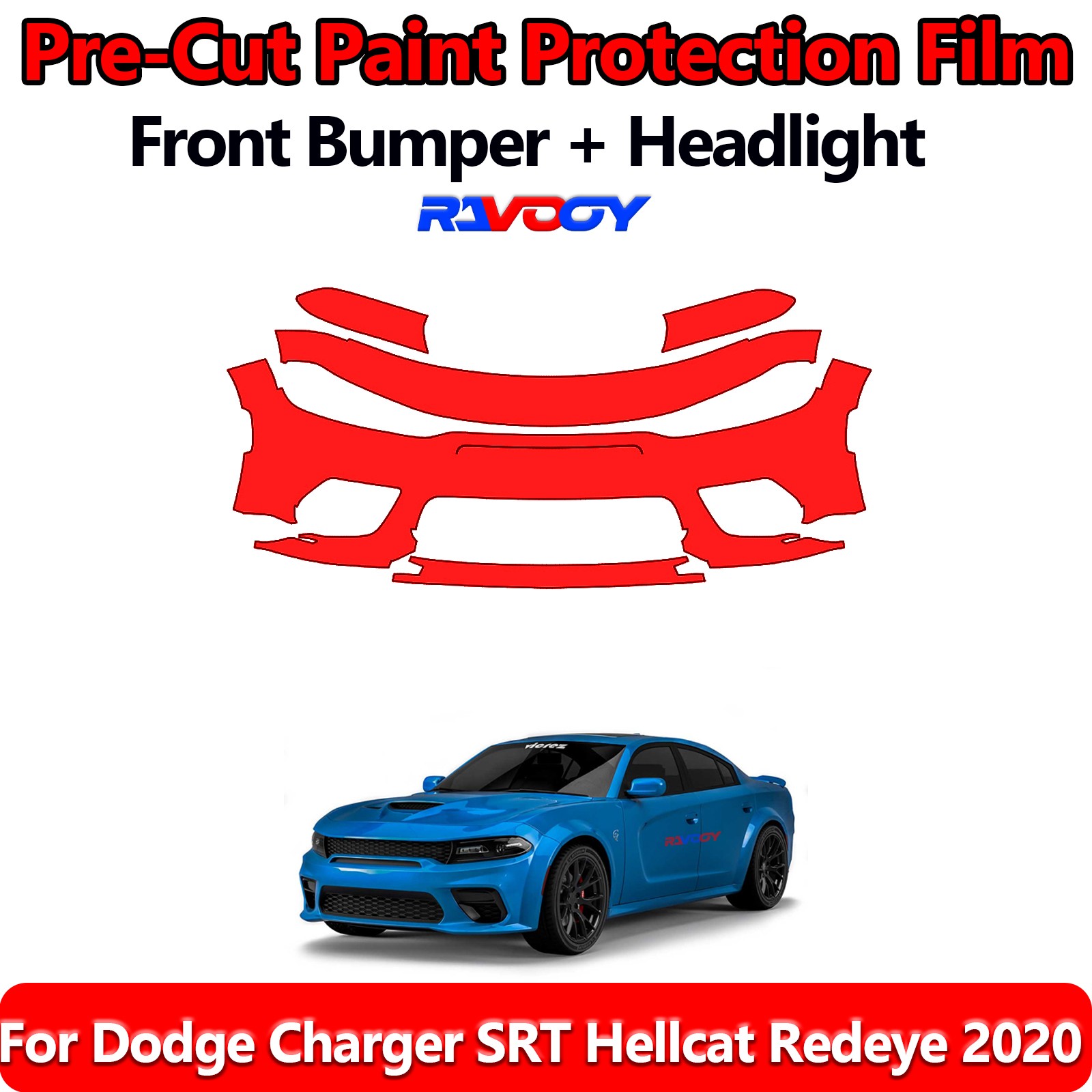 PreCut Front Bumper PPF Kit Film For Dodge Charger SRT Hellcat Redeye 2020
