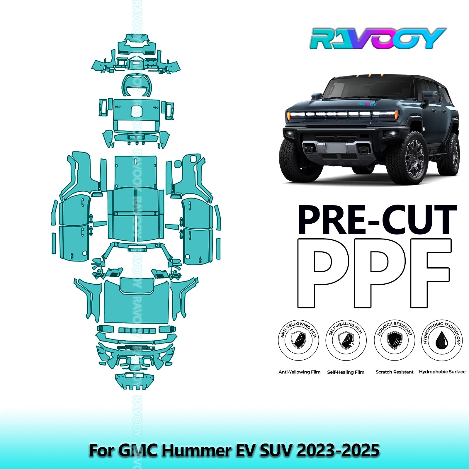 PreCut Paint Protection Film PPF For GMC Hummer EV SUV 2023-2026 8.5mil TPU