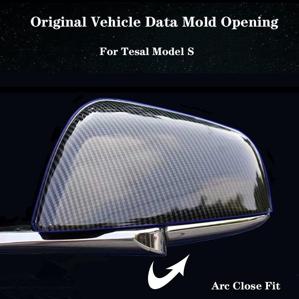Side Mirror Cover Cap Tesla Model S 2016-2020 ABS Carbon Fiber