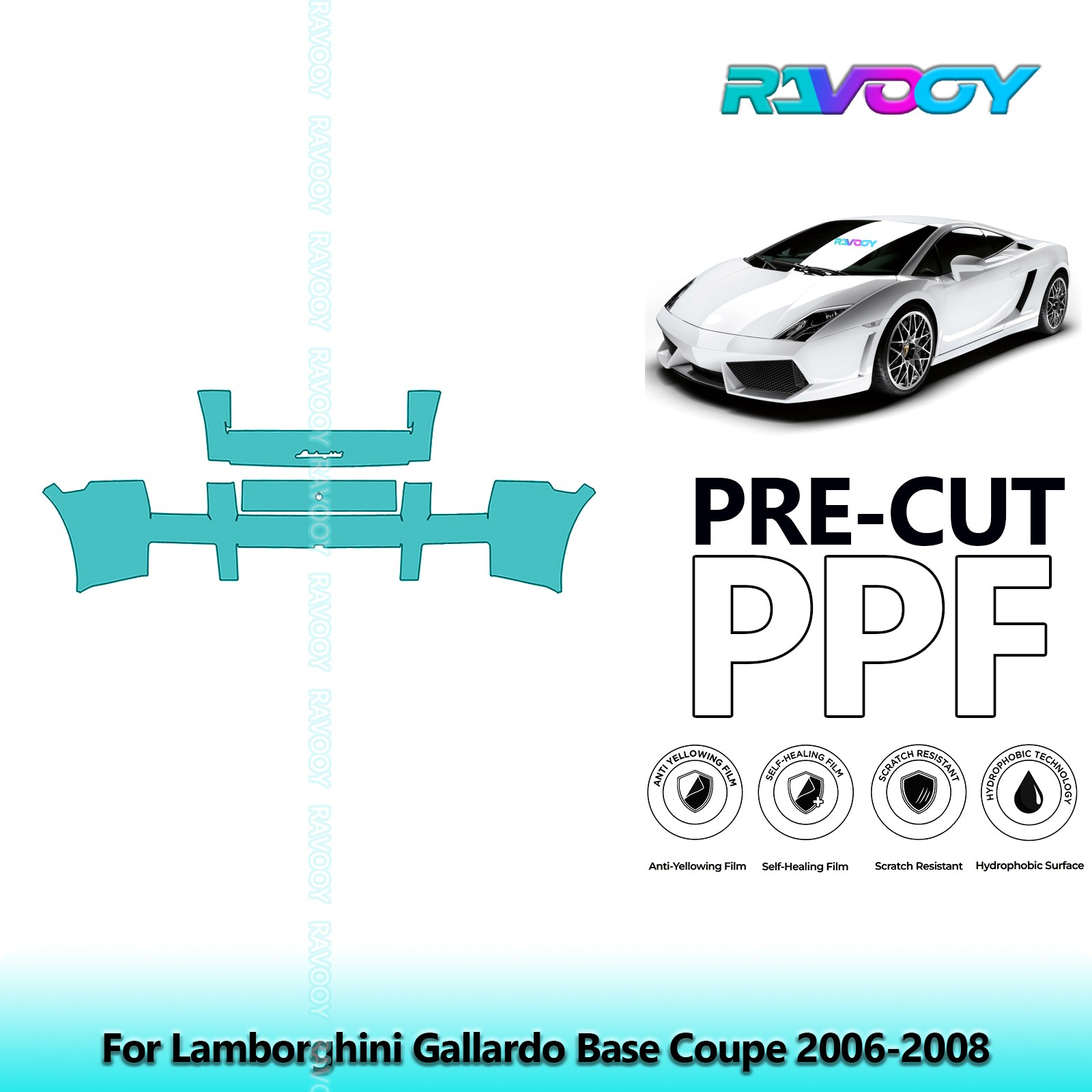 PreCut Paint Protection PPF Kit For Lamborghini Gallardo Base Coupe 2006-2008