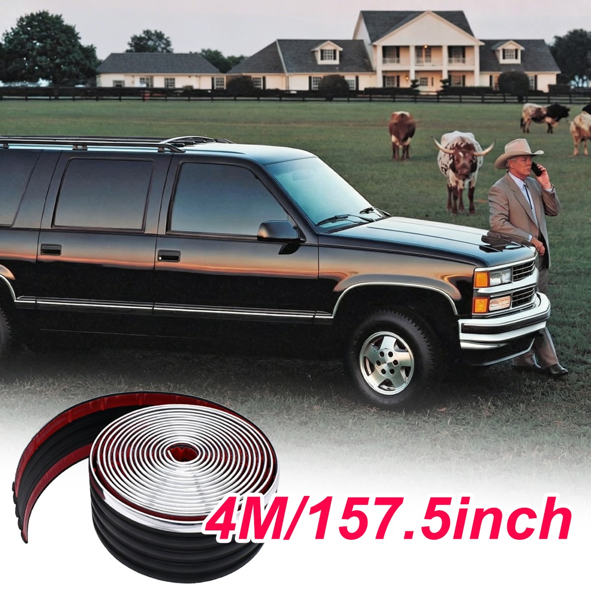 4M Chrome Body Side Trim Molding Universal For 1988-1998 Chevy/GMC trucks SUVs