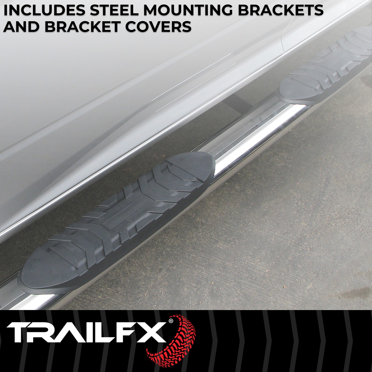 TrailFX 2930313041 4″ Oval Tube Side Steps Polished SS Welded End Caps Panel