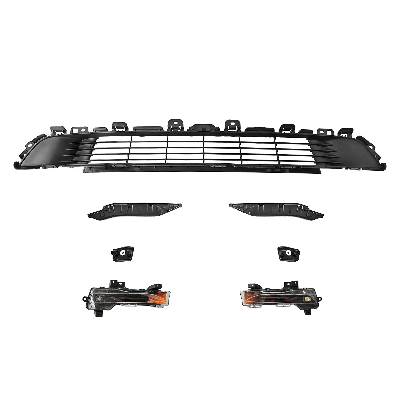 For 2020-2024 Tesla Model Y Front Bumper Lower Grille & Fog Lamp & Bracket Kit