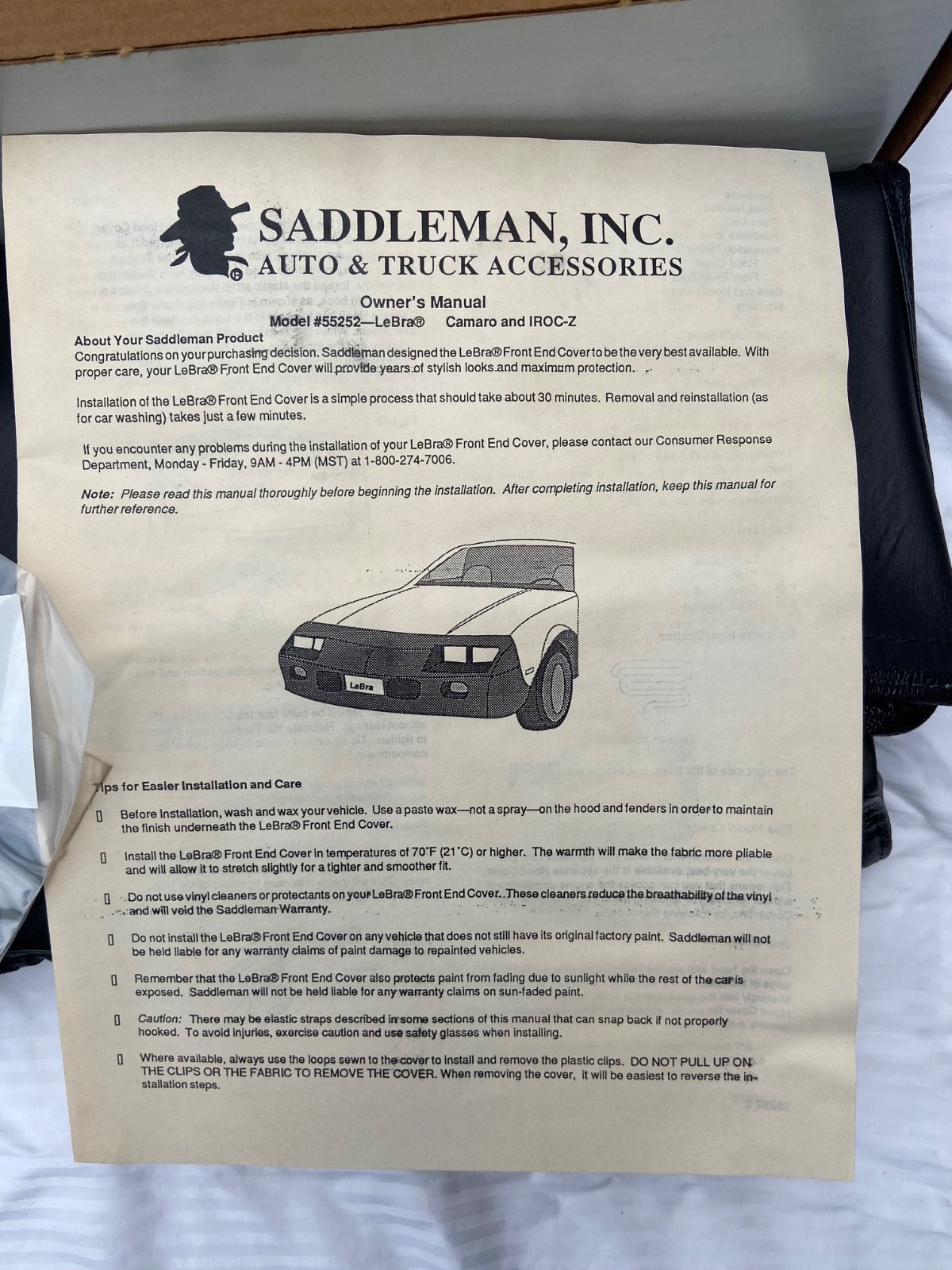 LeBra Custom Front End Cover 1988 1989 1990 Camaro IROC RS Vintage original box!
