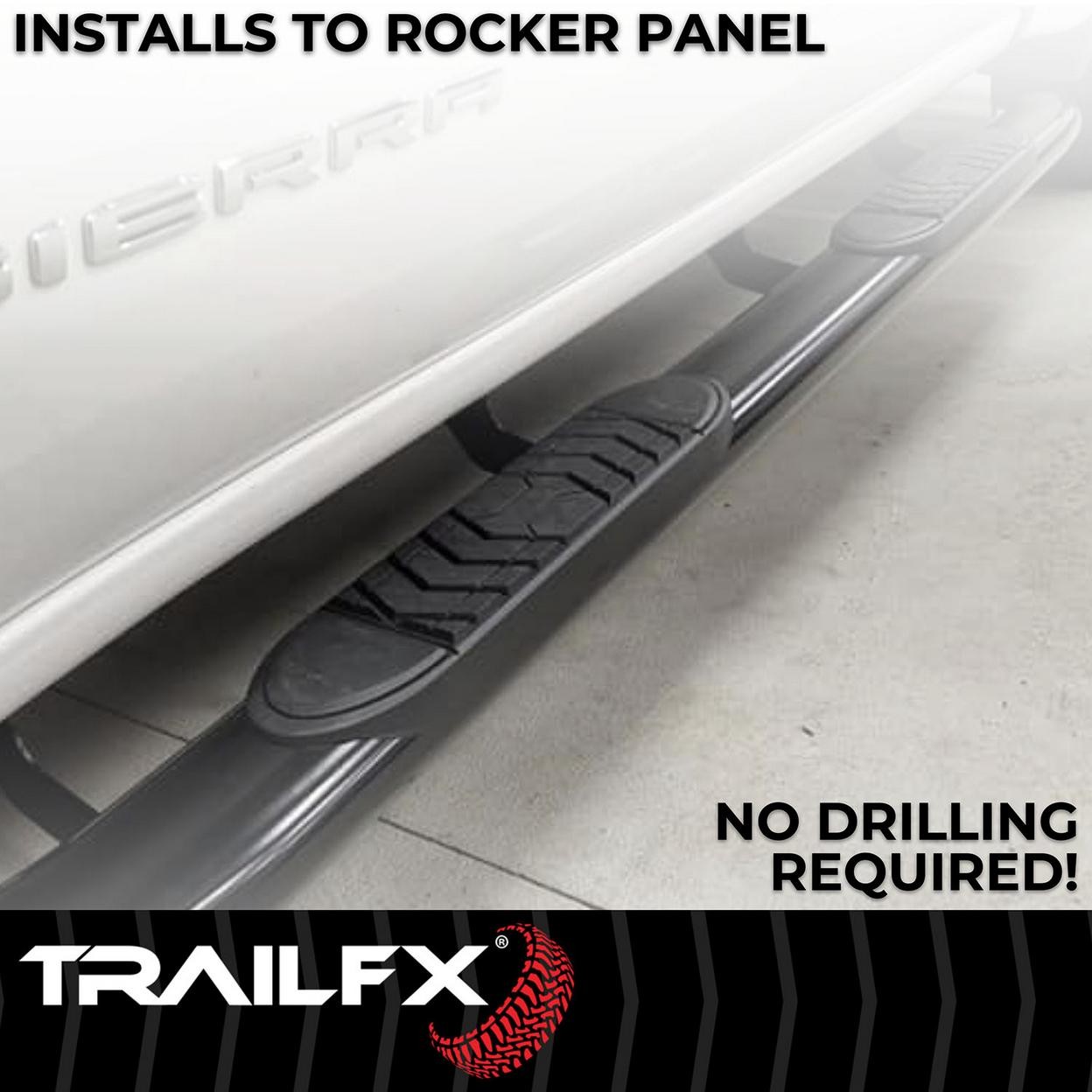 TrailFX A7002B 5 Inch Oval Straight Powder Coated Black Steel Frame Body Mount B