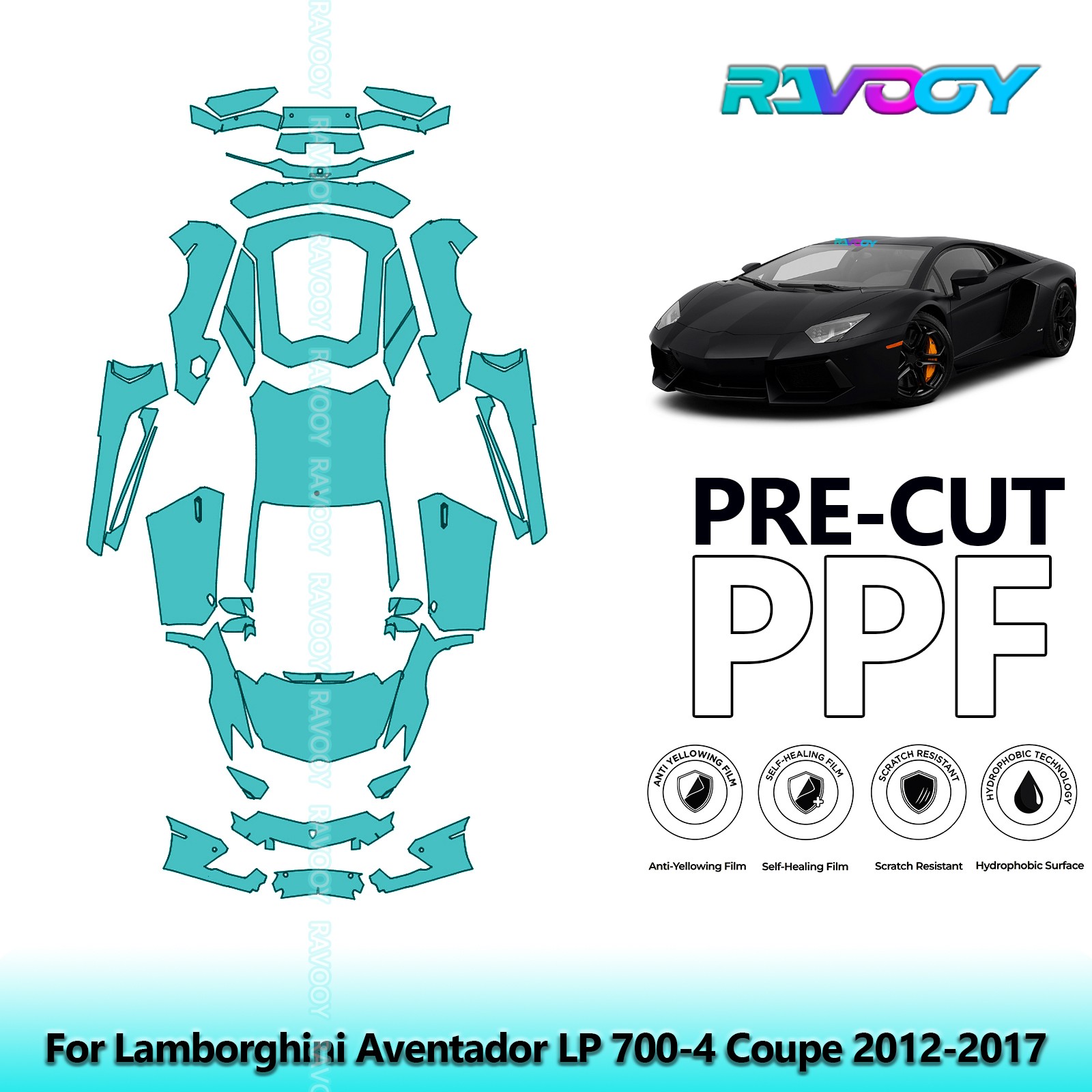 PreCut Paint Protection Film PPF For Lamborghini Aventador LP700-4 Coupe 2012-17