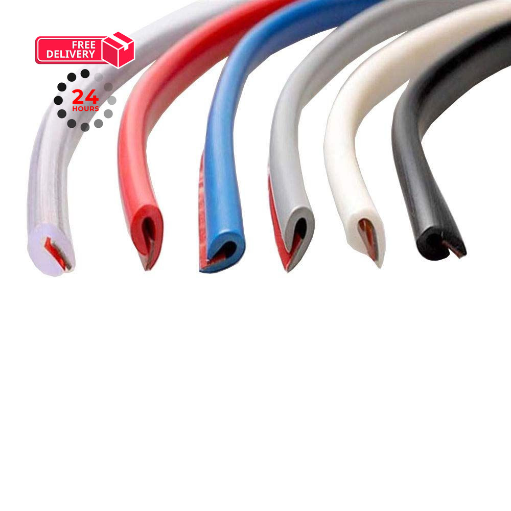 ESUPPORT 16ft 5M U Shape Car Door Moulding Rubber 5 inches x 1 inch, Red