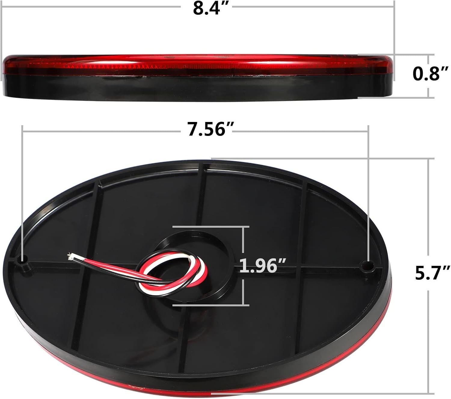 2Pcs 8.5 Oval LED Tail Lights Red 40LED Trailer RV Motorhome Airstream Surface M