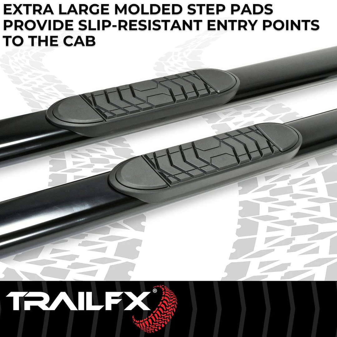 TrailFX 5″ Oval Straight Step Bar For GM Silverado/Sierra Standard-Black (A7001B