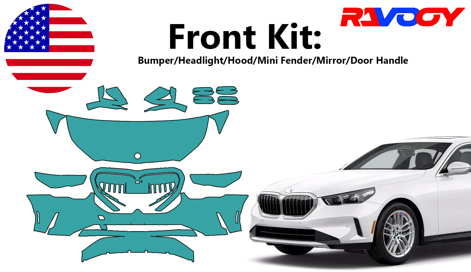 For BMW 5 Series 530i 2024-2025 Front Paint Protection Film PreCut Kit PPF