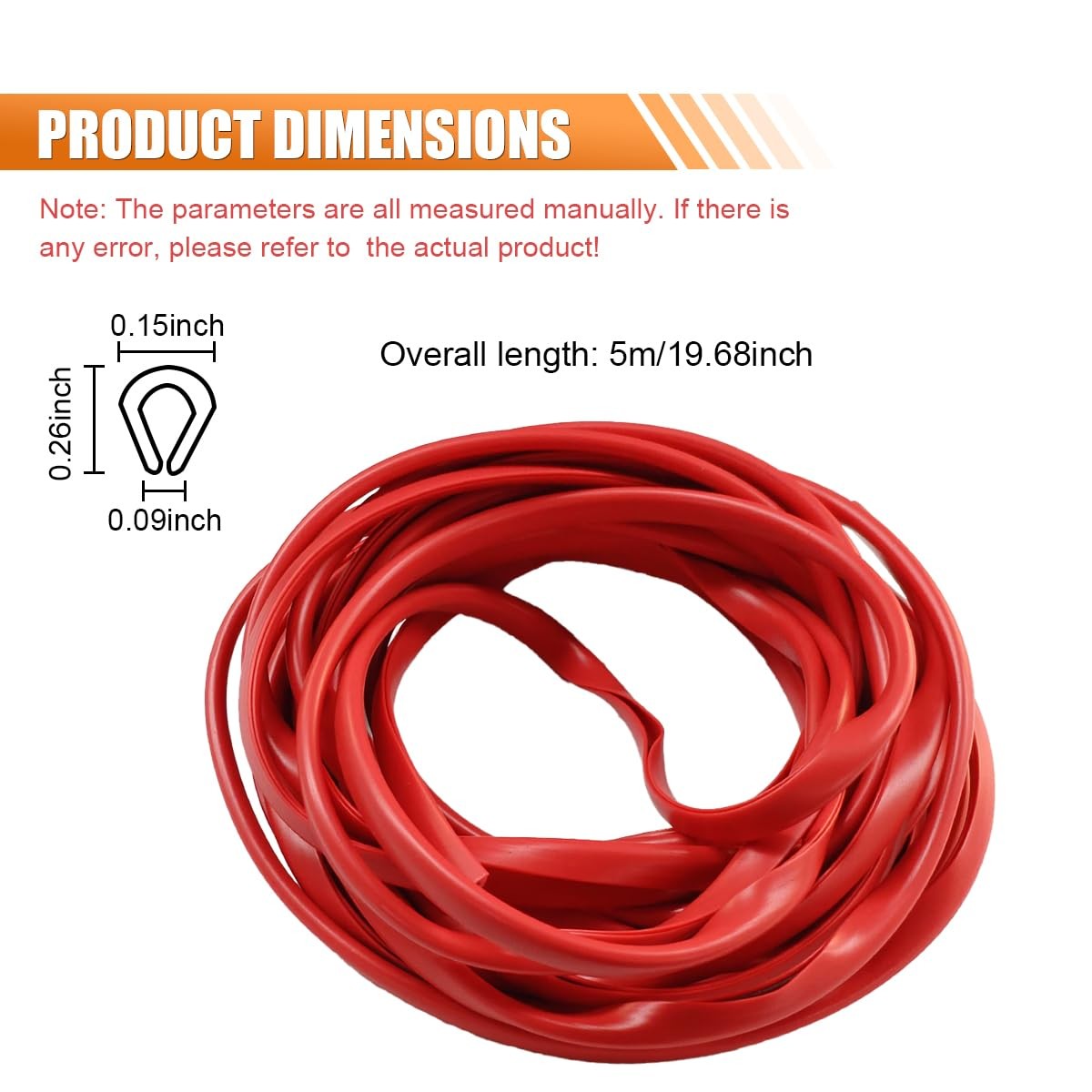 16Ft/5M Car Door Edge Guards, U Shape Trim 19.68 inch, Red