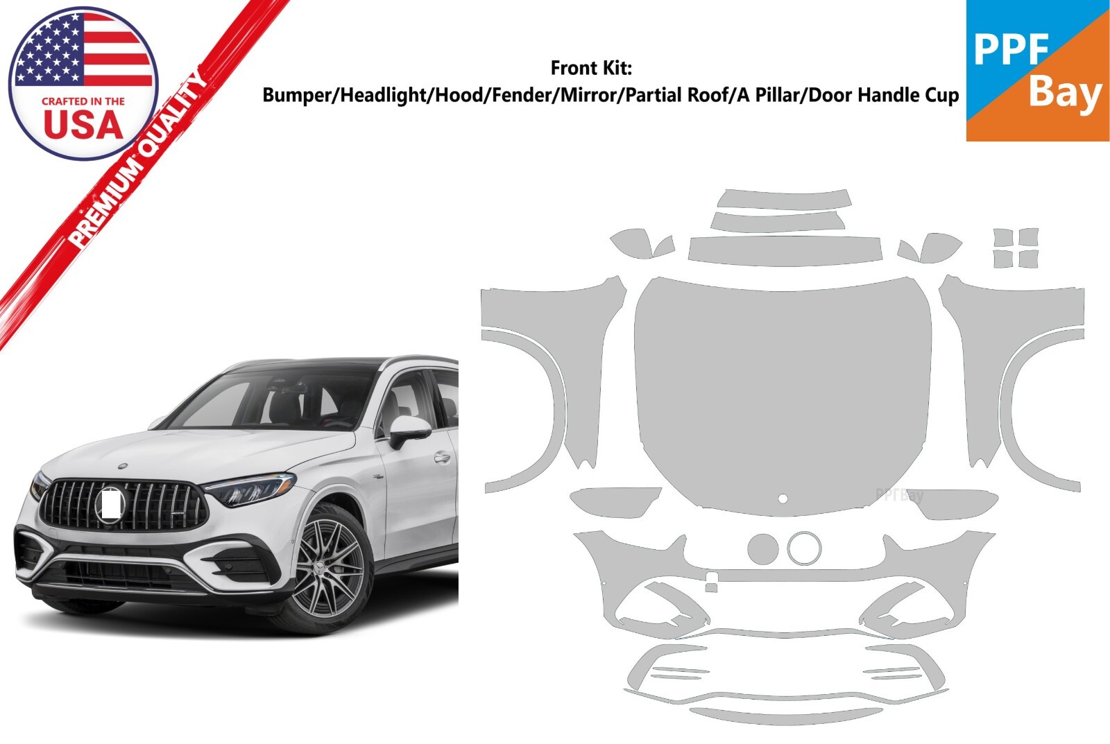 For Mercedes-Benz GLC AMG43 SUV 2024-2025 Front Paint Protection Film PreCut PPF