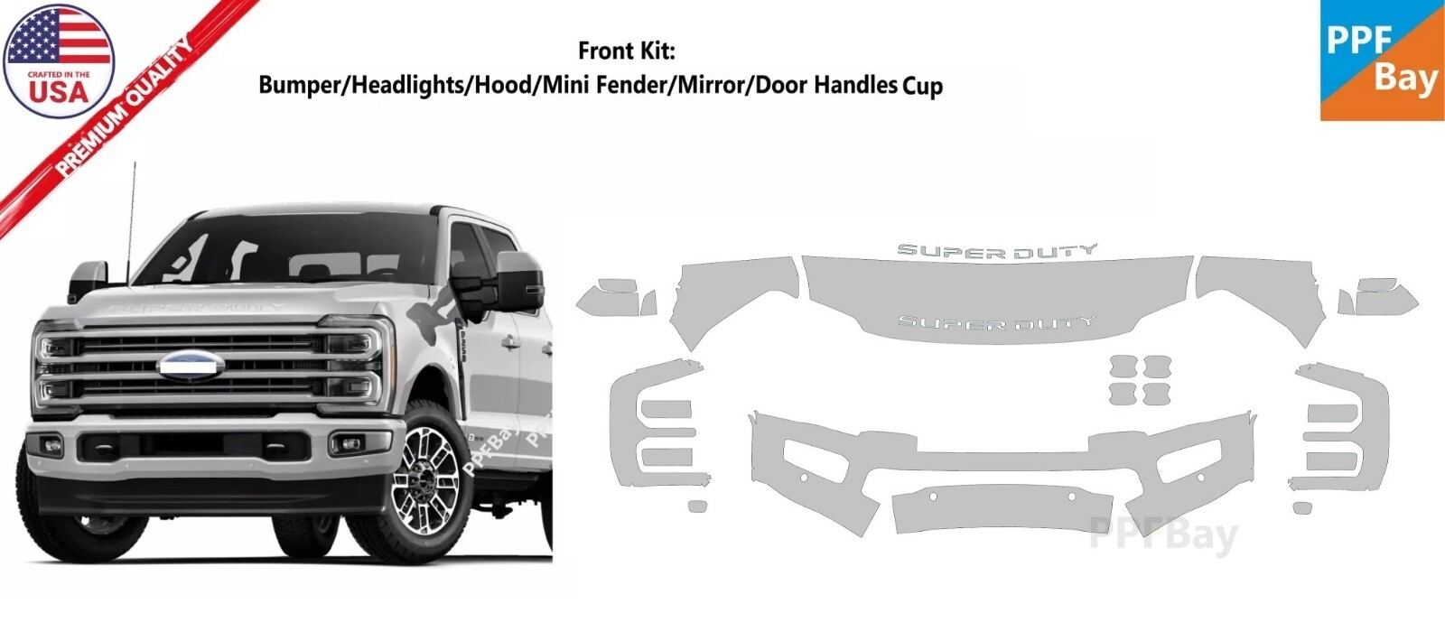 For Ford Super Duty F250/F350 23-25 Front Paint Protection Film Pre-Cut Kit PPF