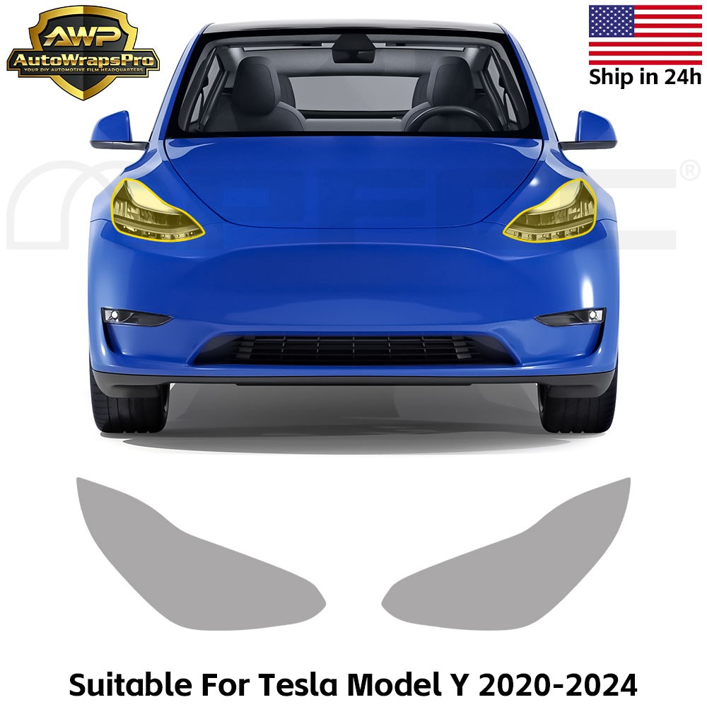 Tesla Model Y 2020-2024 Headlights PreCut Paint Protection Film Clear Bra PPF