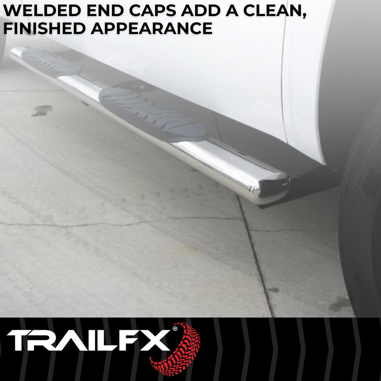 TrailFX A1530S 4 Inch Oval Straight Pol Stainless Steel Rocker Panel Mount