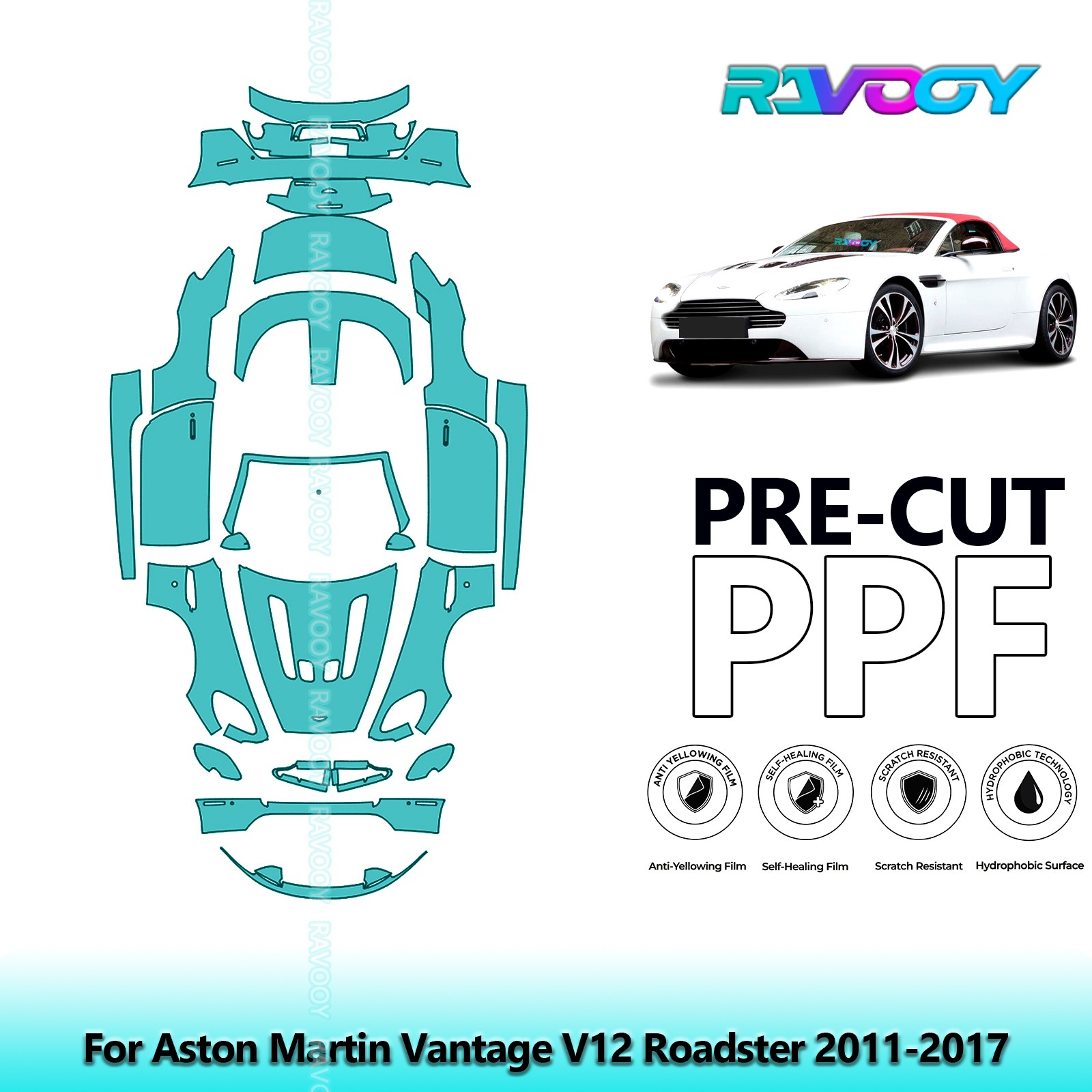PreCut Paint Protection Film PPF For Aston Martin Vantage V12 Roadster 2011-2017