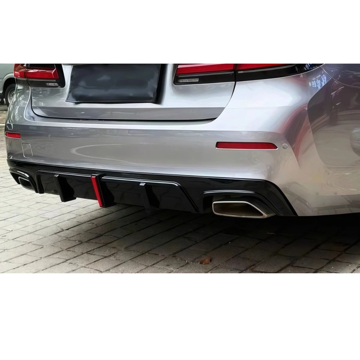 For BMW 5 Series G30 LCI 2021-23 Rear Bumper Diffuser Lip Splitter w/ LED light