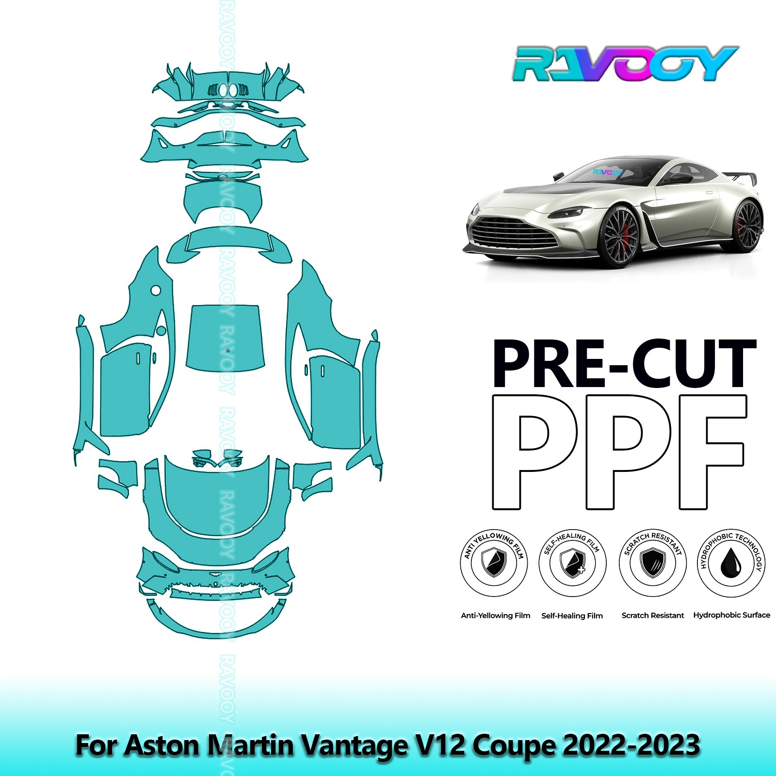 PreCut Paint Protection Film PPF For Aston Martin Vantage V12 Coupe 2022-2023