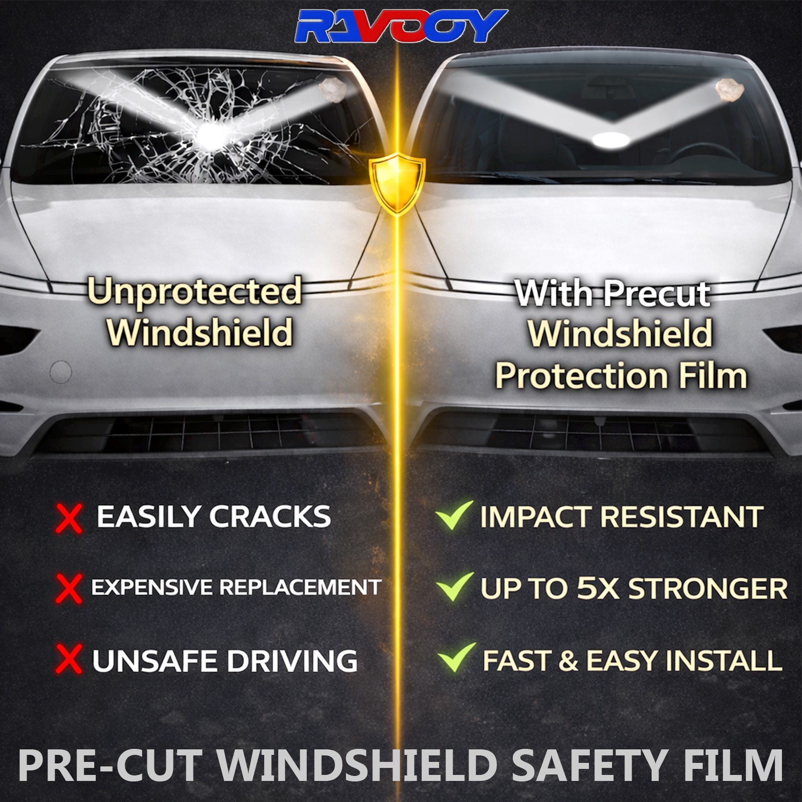 PreCut Front Windshield Protection Film Clear Bra For Jeep Wrangler JK 2011-2018