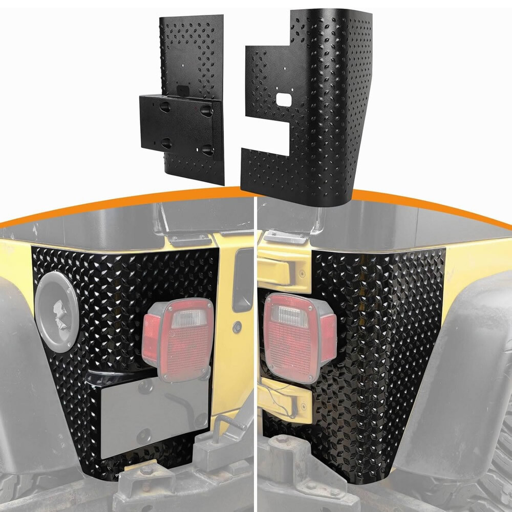 Set of 2 Rear Body Corner Guards Armors Kit Quarter Panel Fit Jeep Wrangler TJ