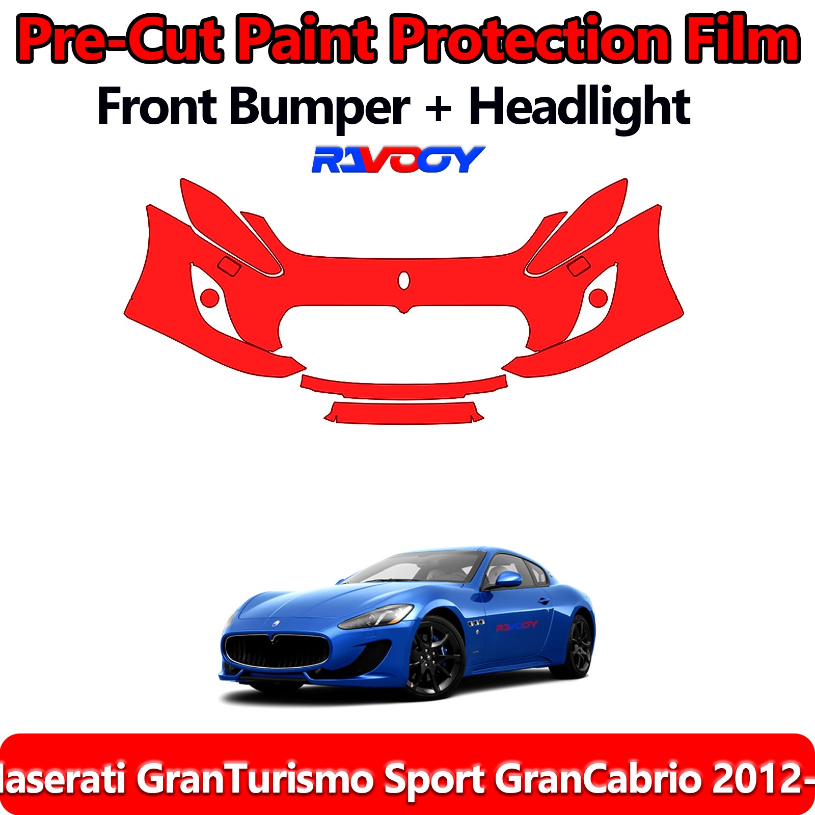 Front Bumper PPF Kit Film For Maserati GranTurismo Sport GranCabrio 2012-2018