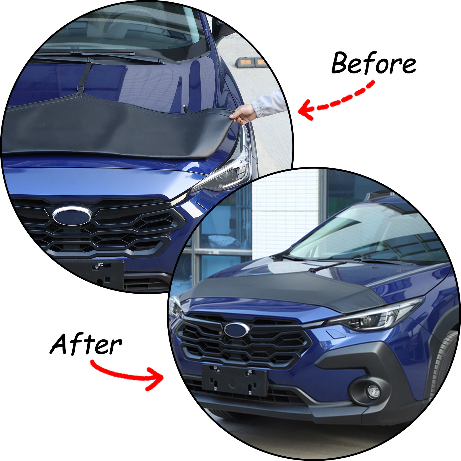Front End Bumper Hood Mask Bra Cover Fits For Subaru Crosstrek 2024 2025 Lether