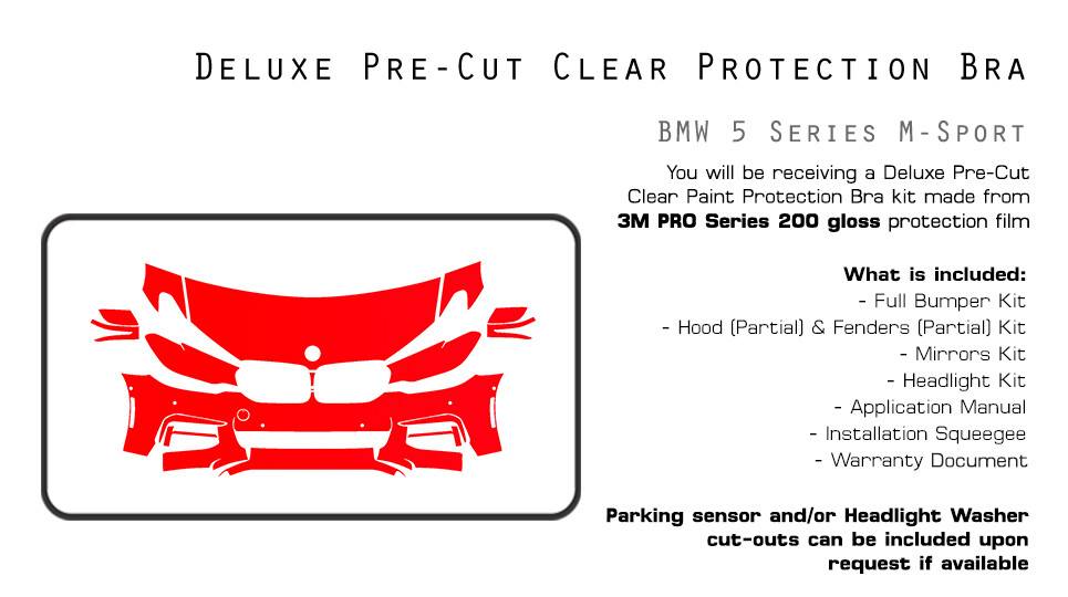 BMW 5 Series M-Sport 2017-2020 3M PRO Series PreCut Paint Film Clear Bra PPF Kit