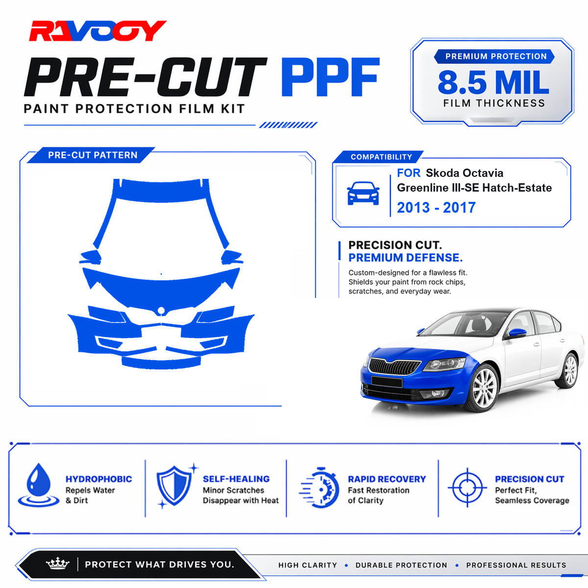 Precut PPF Front Kit For 2013-2017 Skoda Octavia Greenline III-SE Hatch-Estate