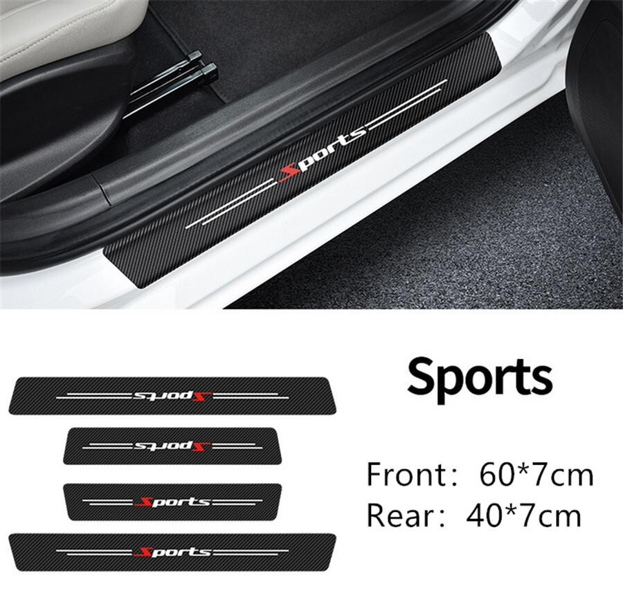 Car Door Scuff Sill Cover Panel Step Trunk Protector Sticker Decal Carbon Fiber