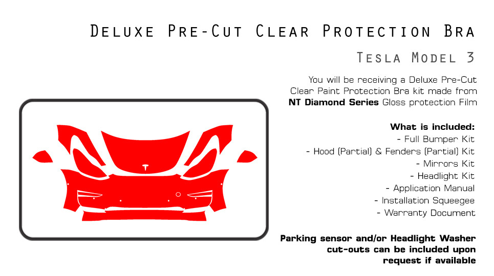 Tesla Model 3 2017-2022 Paint Protection Film Clear Bra PPF Kit