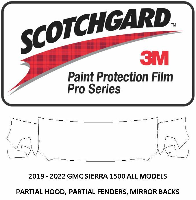 3M SCOTCHGARD PRO Paint Protection Film 2019 GMC Sierra 1500 HOOD FENDER MIRRORS