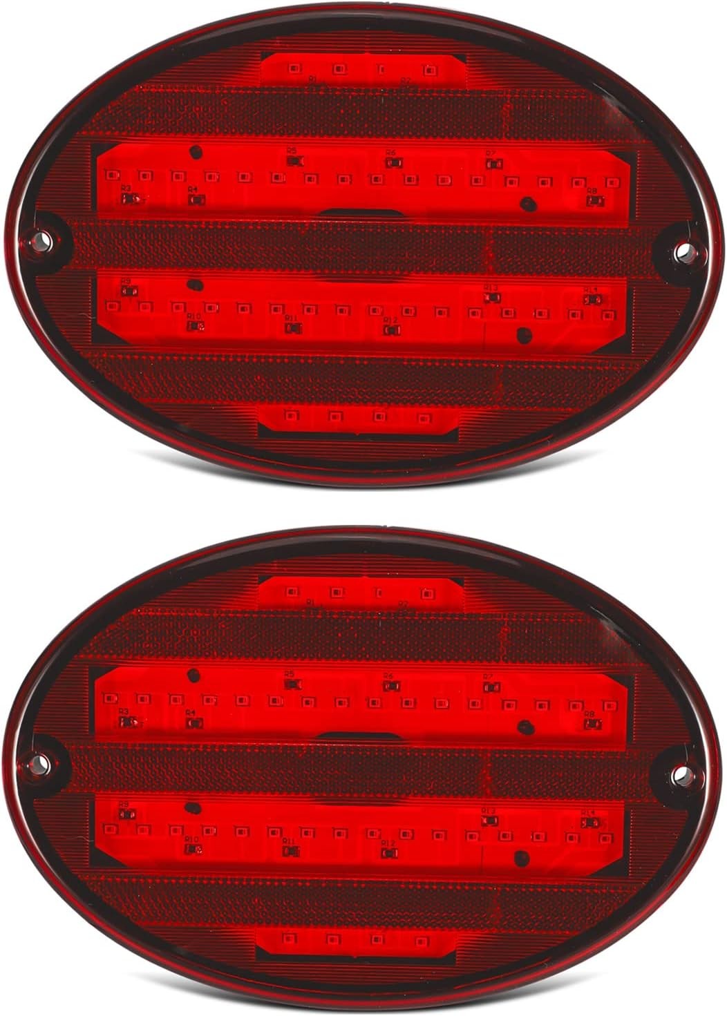 2Pcs 8.5 Oval LED Tail Lights Red 40LED Trailer RV Motorhome Airstream Surface M