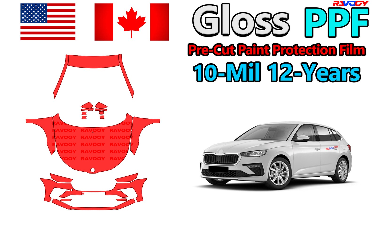PreCut PPF Paint Protection Film For Skoda Scala SEL 2024-2026 8.5mil Clear Bra